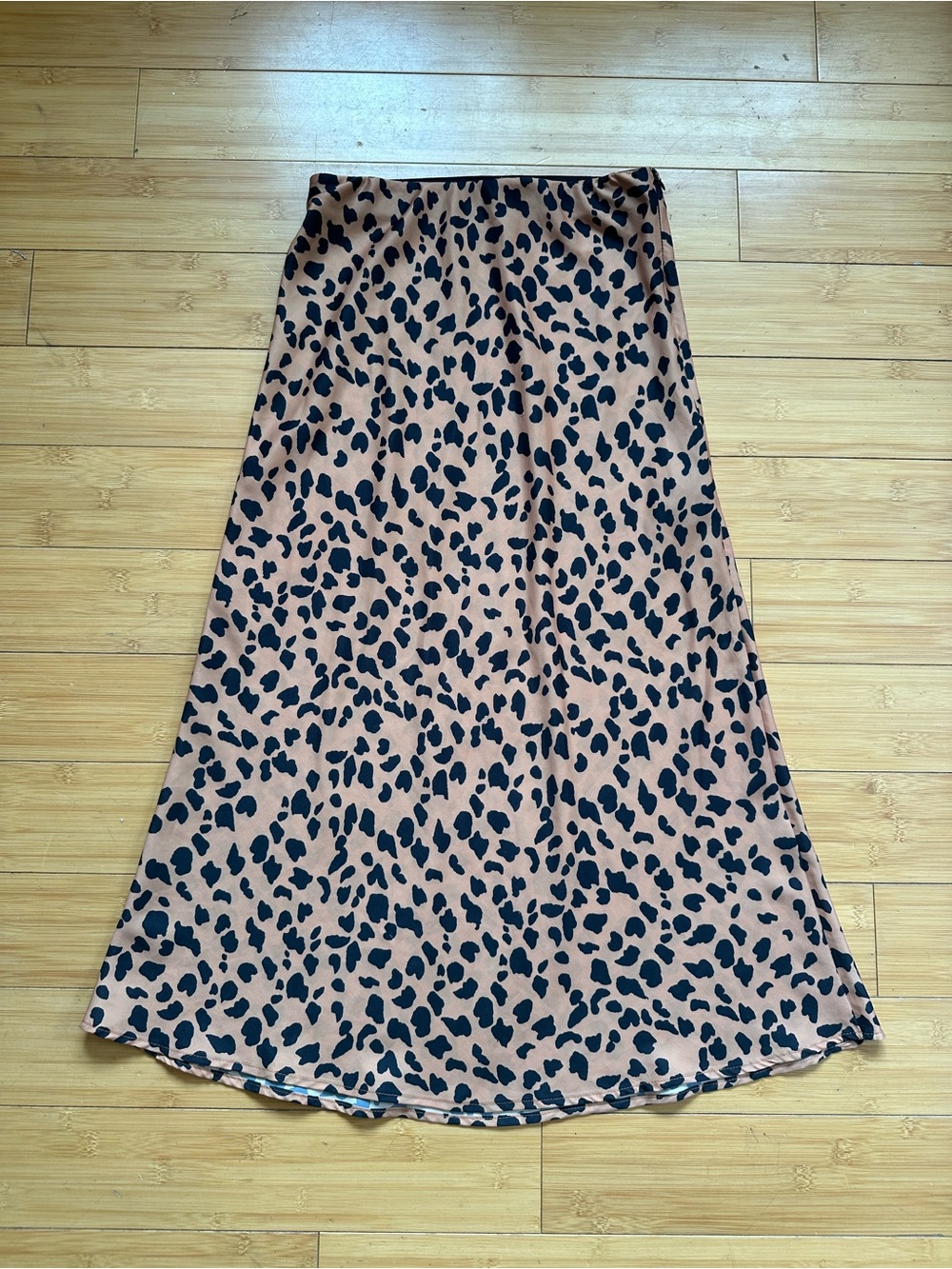 Urban Outfitters Tan Midi Skirt with Black Spot Print